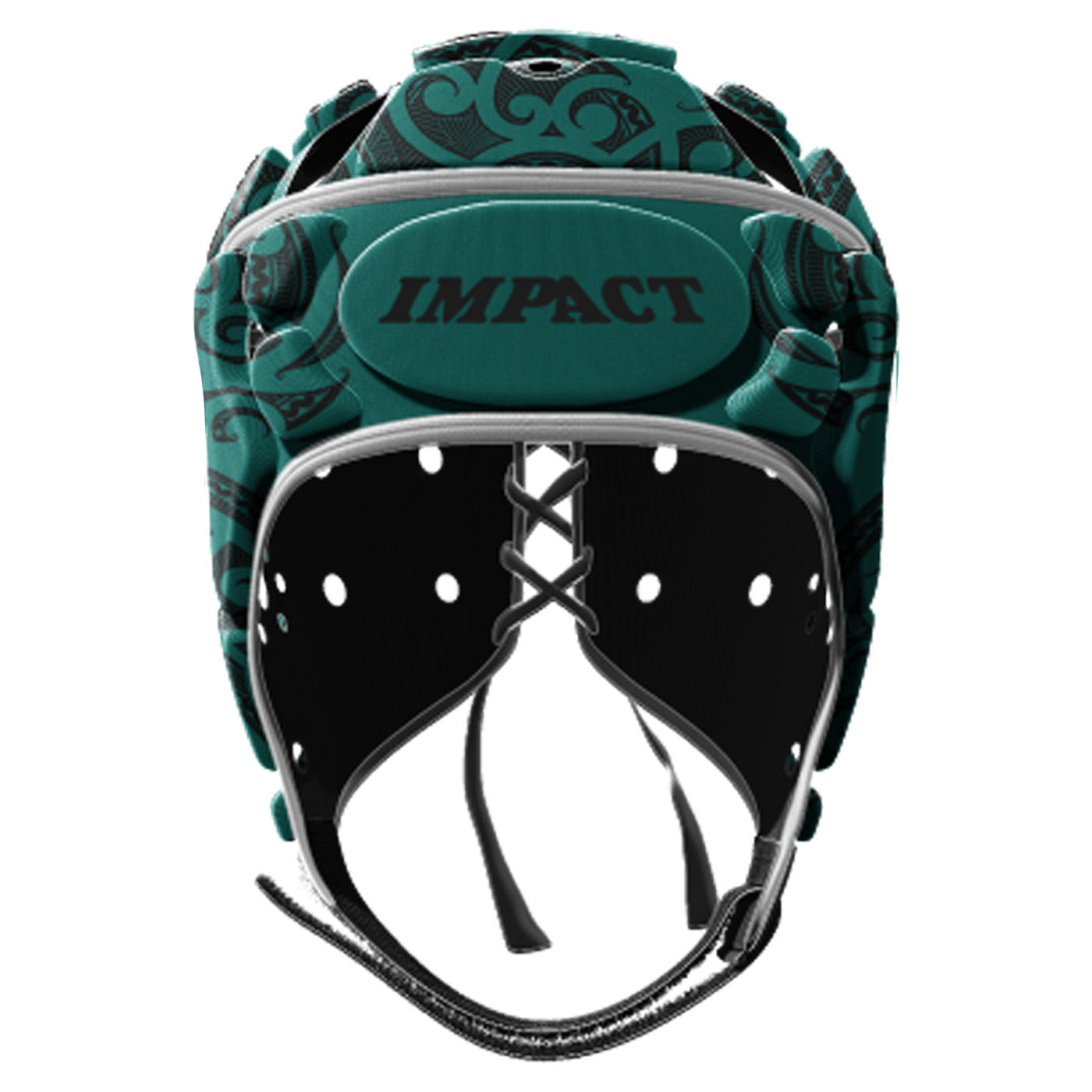 Casque de rugby Impact V2 Tribal Vert et noir Face