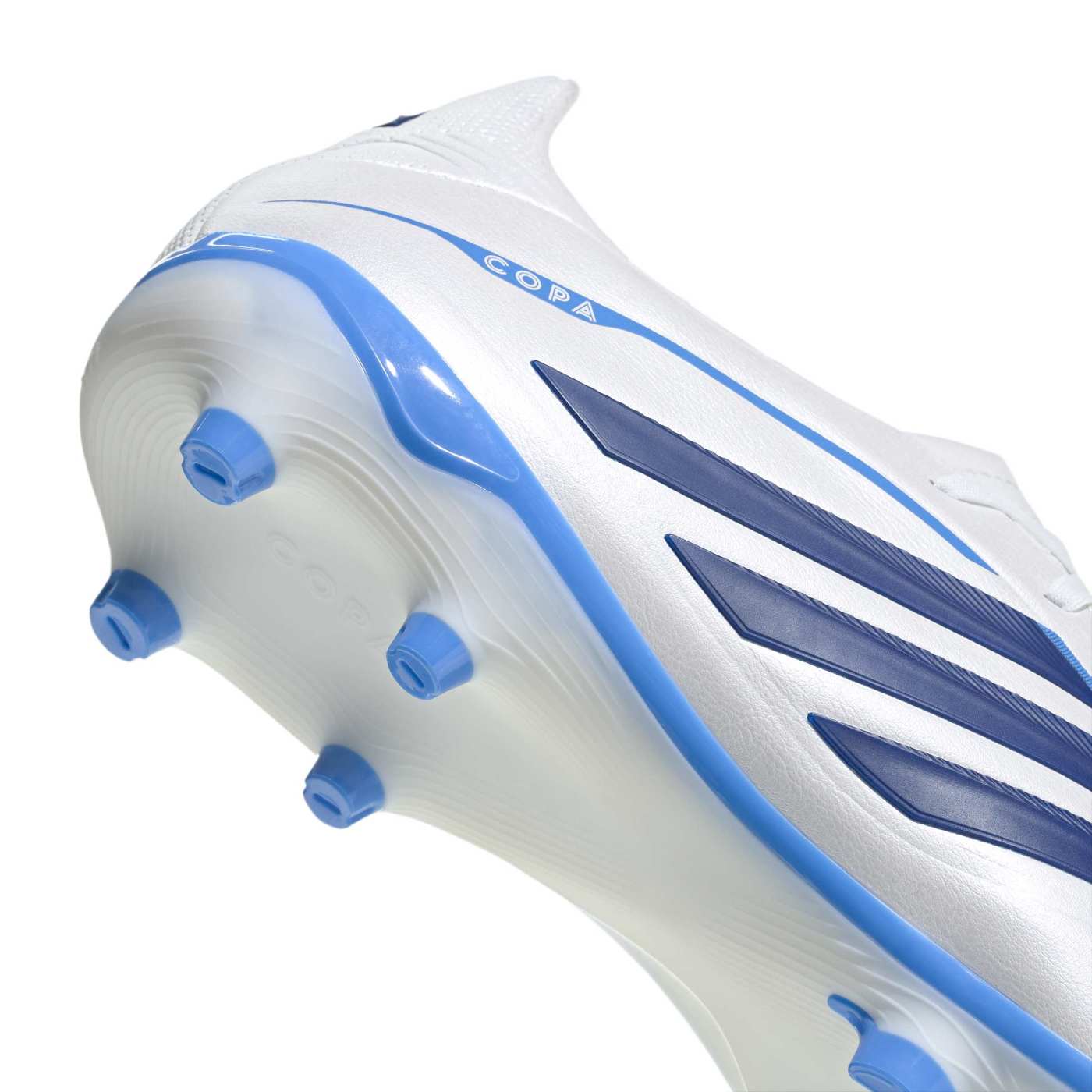 Crampons Adidas Copa Pure IV League FG Blanc et bleu KI0656 Detail Bottom Back Lateral