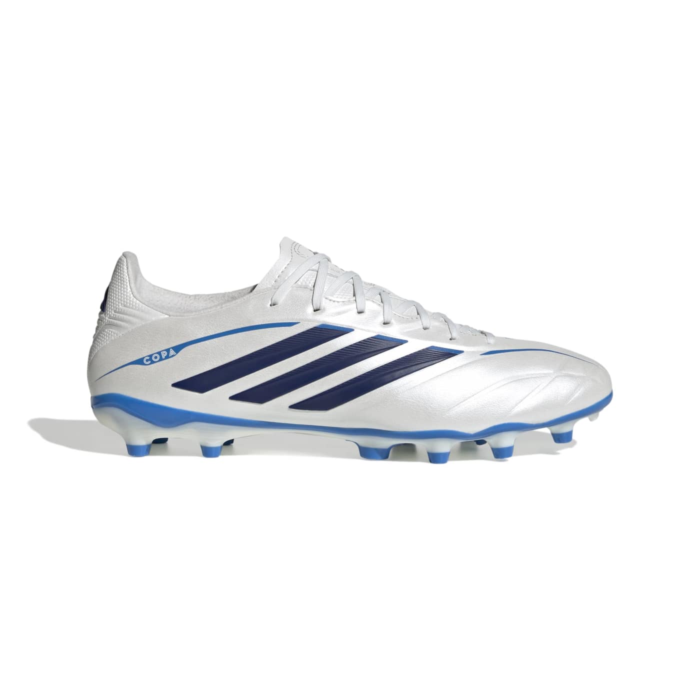 Crampons Adidas Copa Pure IV League FG Blanc et bleu KI0656 Lateral
