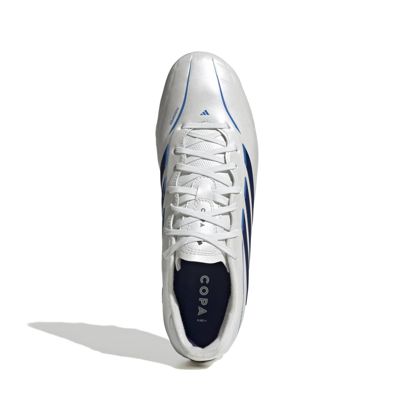 Crampons Adidas Copa Pure IV League FG Blanc et bleu KI0656 Top