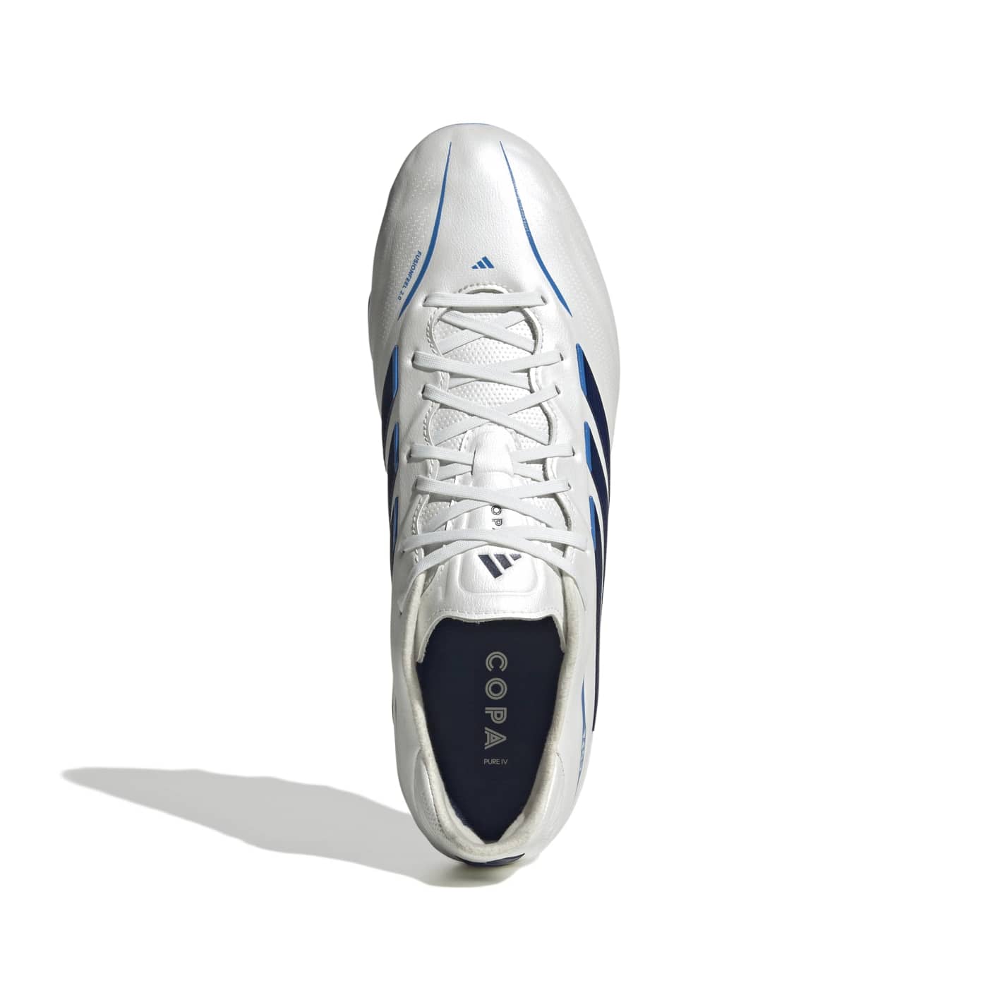 Crampons Adidas Copa Pure IV Pro FG Blanc et bleu KI0627 Top