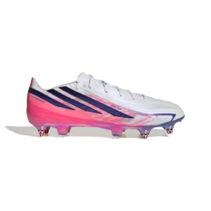Crampons Adidas F50 Hyperfast Elite SGLITE Blanc et rose KJ6084 Lateral