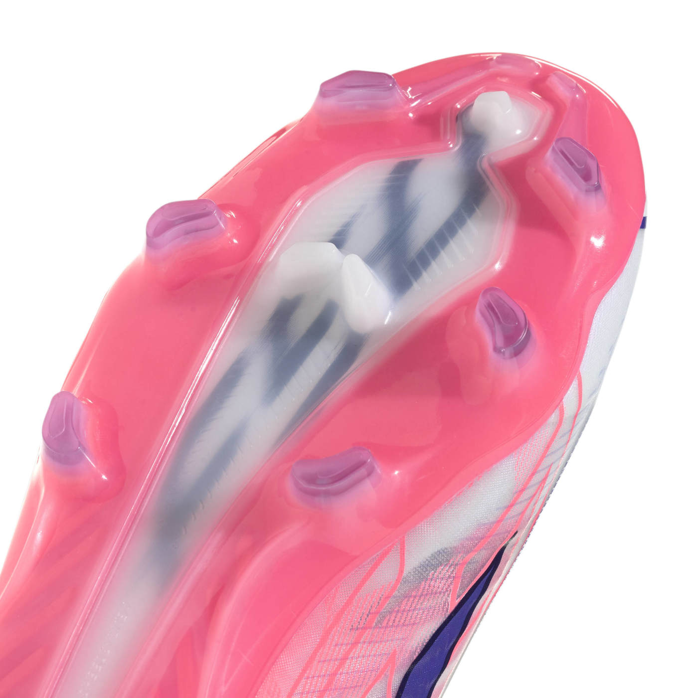 Crampons Adidas F50 Hyperfast Pro FG Blanc et rose KJ3438 Detail Bottom Front Medial