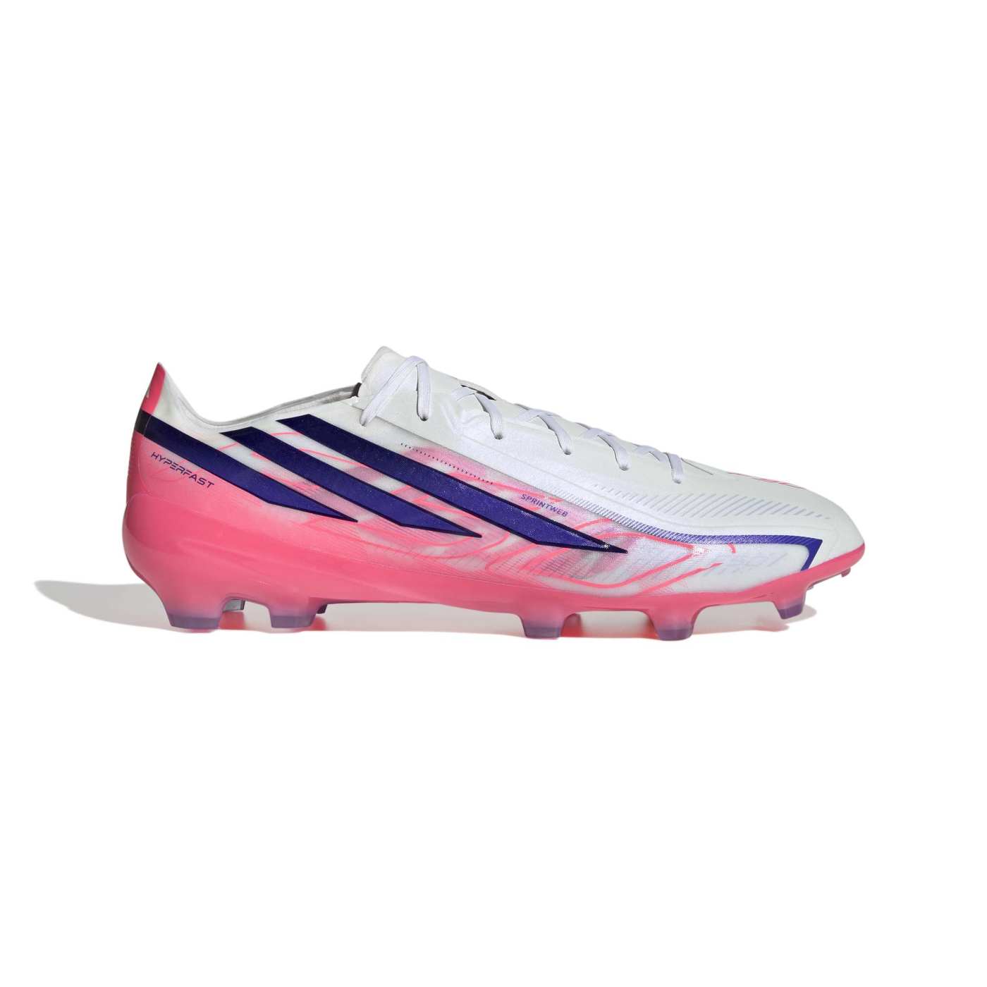 Crampons Adidas F50 Hyperfast Pro FG Blanc et rose KJ3438 Lateral