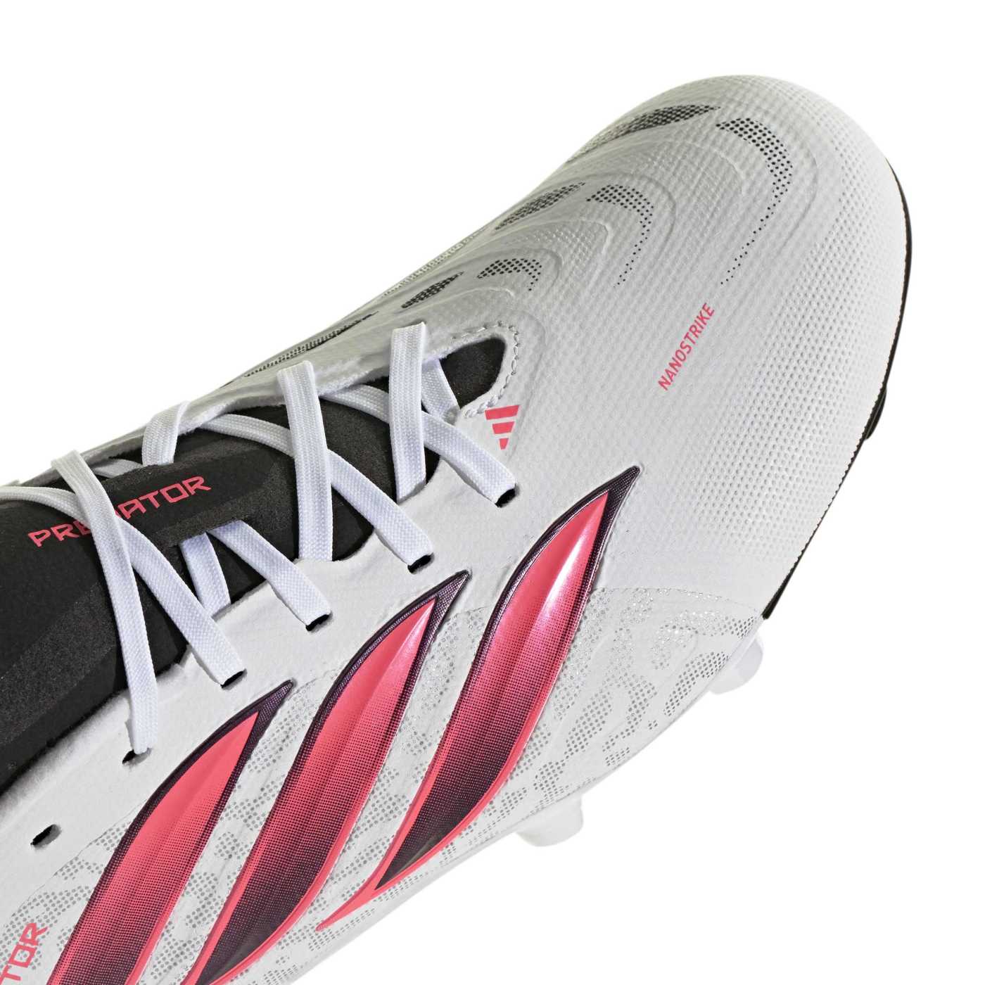 Crampons Adidas Predator League FG Blanc, noir et rose IH7154 Detail Front Top Lateral