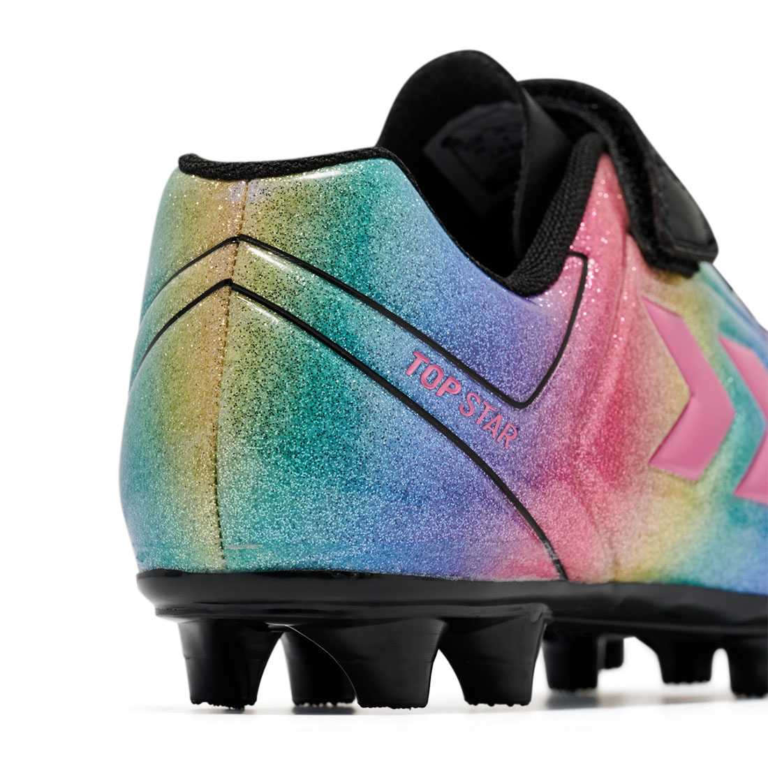 Crampons Hummel Top Star FG Junior Rose, bleu, vert et jaune 234857-3638 Detail Back Lateral