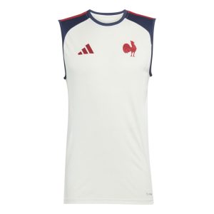 Débardeur de rugby FFR Adidas Blanc crème et bleu marine KF8877 Face