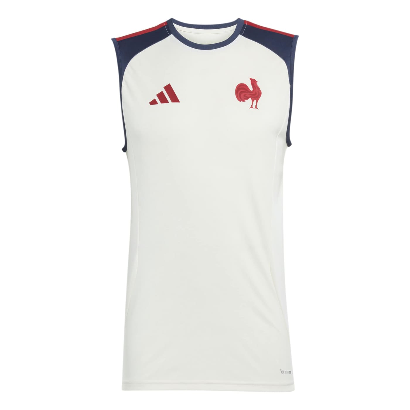 Débardeur de rugby FFR Adidas Blanc crème et bleu marine KF8877 Face