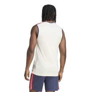 Débardeur de rugby FFR Adidas Blanc crème et bleu marine KF8877 Vue porté de dos