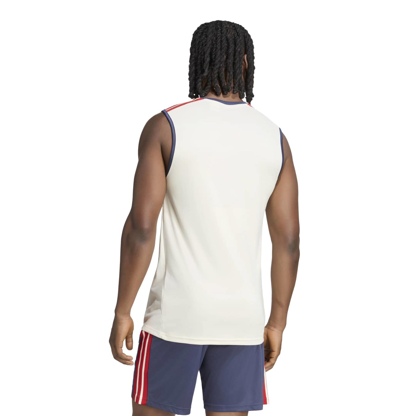 Débardeur de rugby FFR Adidas Blanc crème et bleu marine KF8877 Vue porté de dos