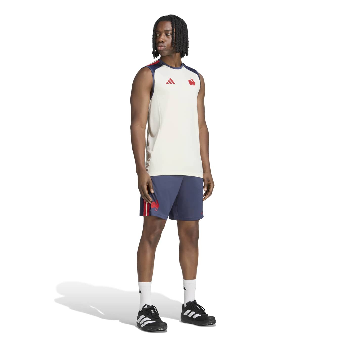 Débardeur de rugby FFR Adidas Blanc crème et bleu marine KF8877 Walking