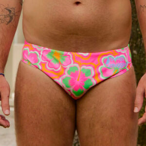 Maillot de bain Budgy Smuggler Trippin Hibiscus Vue porté de face