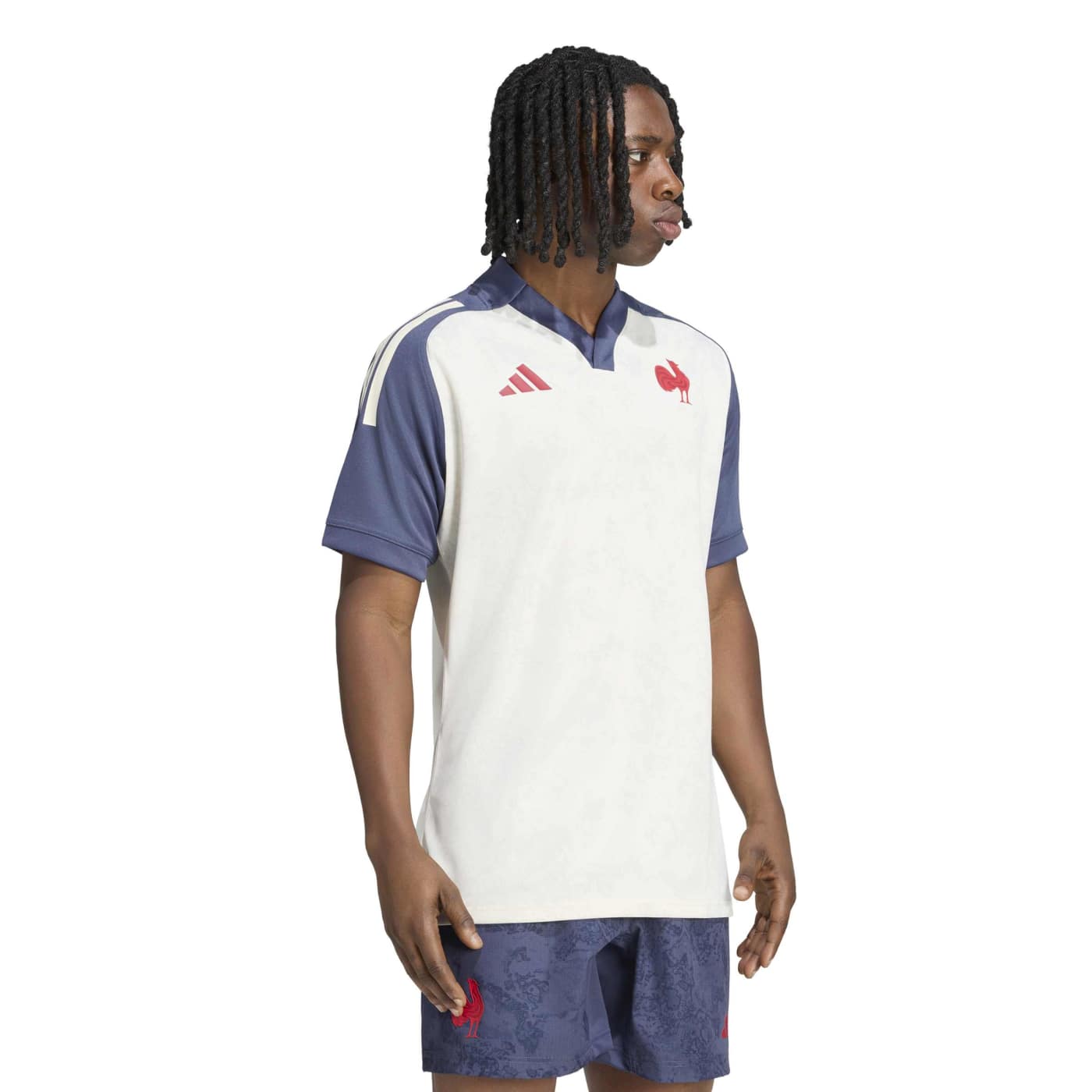 Maillot d'entrainement France Rugby Adidas 2026:2027 KF8873 Vue porté de face
