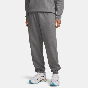 Pantalon de Jogging UA Icon Fleece Gris Joggers pour homme 1373882-012 Vue porté de face