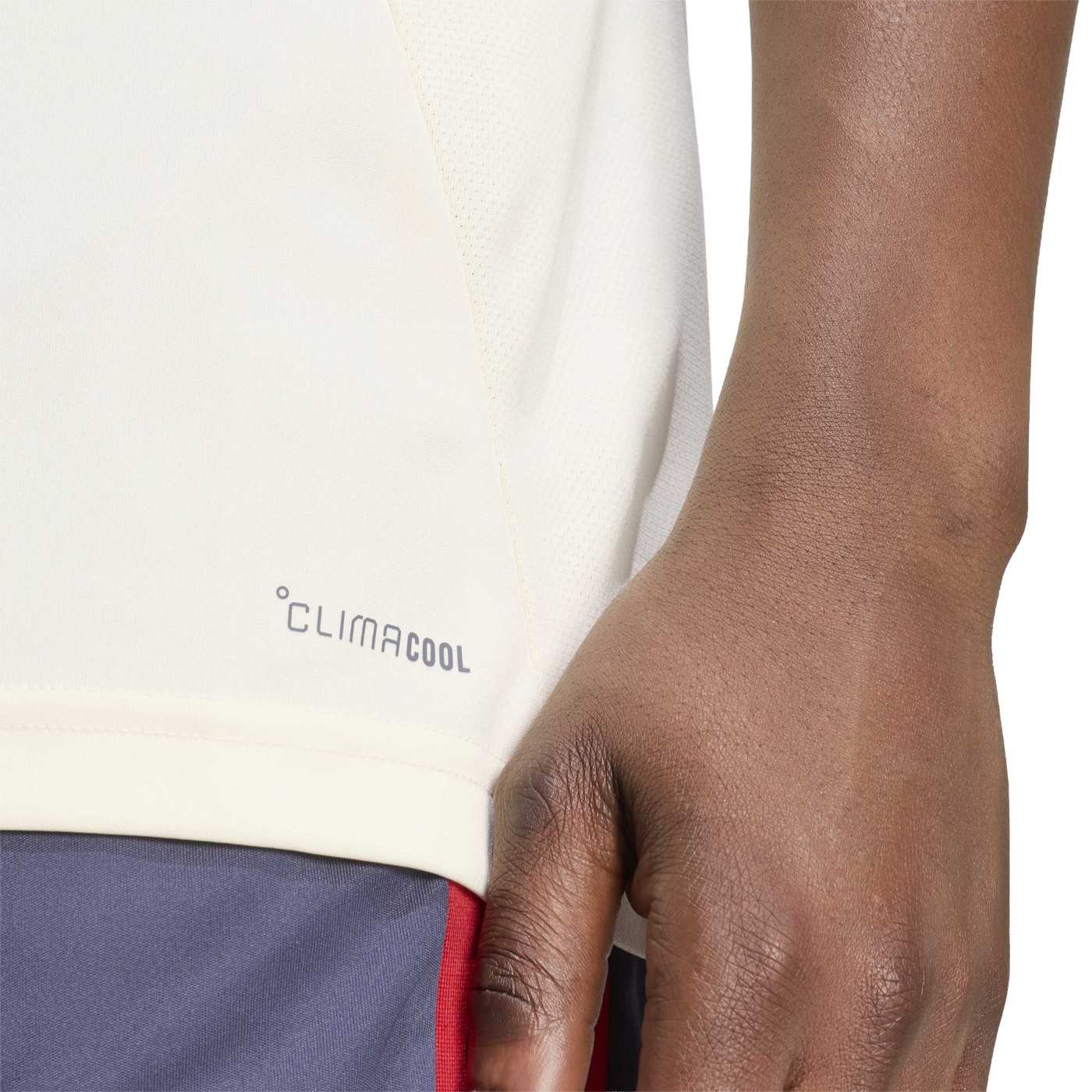 T-shirt Adidas Performance France Rugby Beige et bleu ombre KF8876 Detail Face Lateral Bas