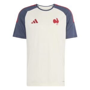T-shirt Adidas Performance France Rugby Beige et bleu ombre KF8876 Face