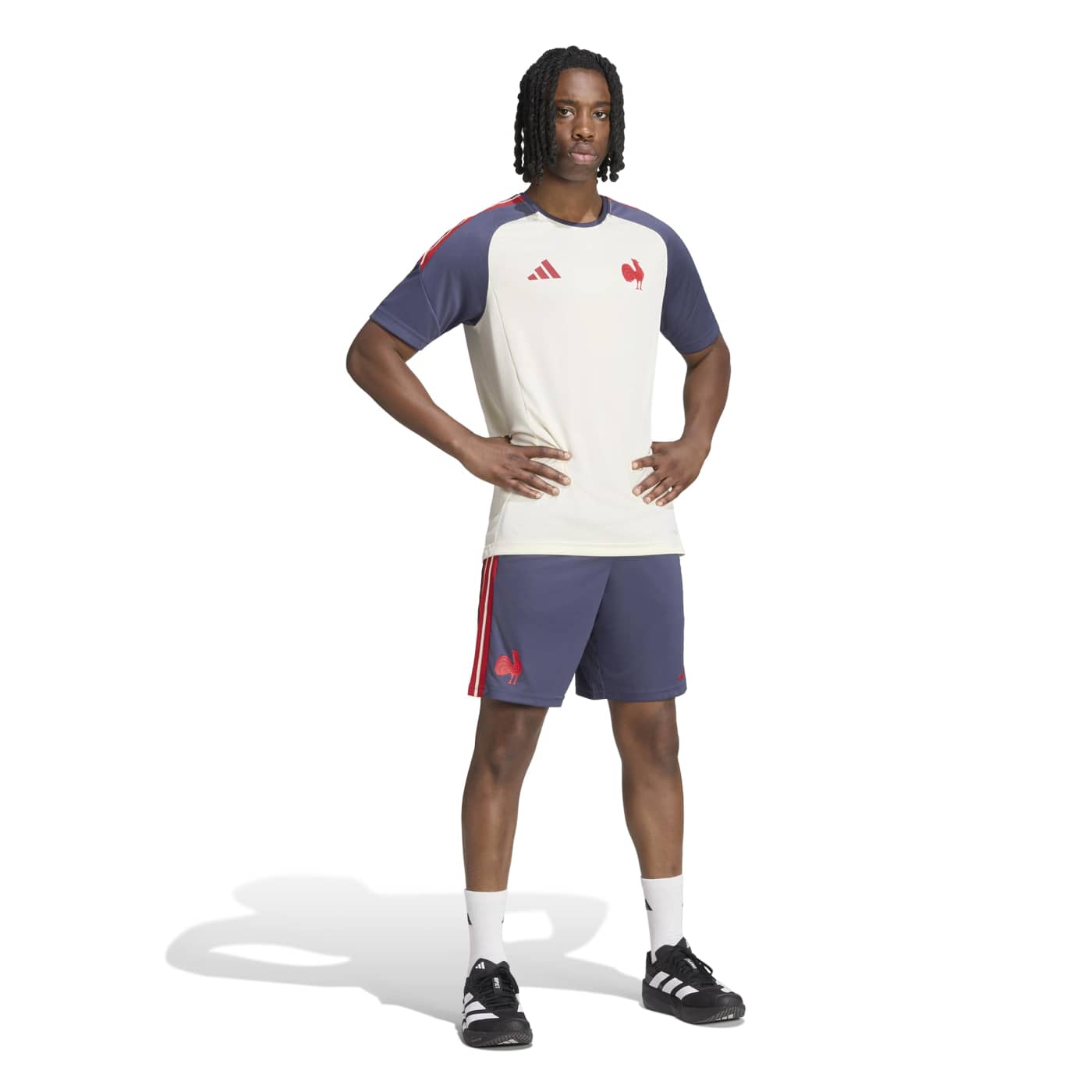 T-shirt Adidas Performance France Rugby Beige et bleu ombre KF8876 Walking