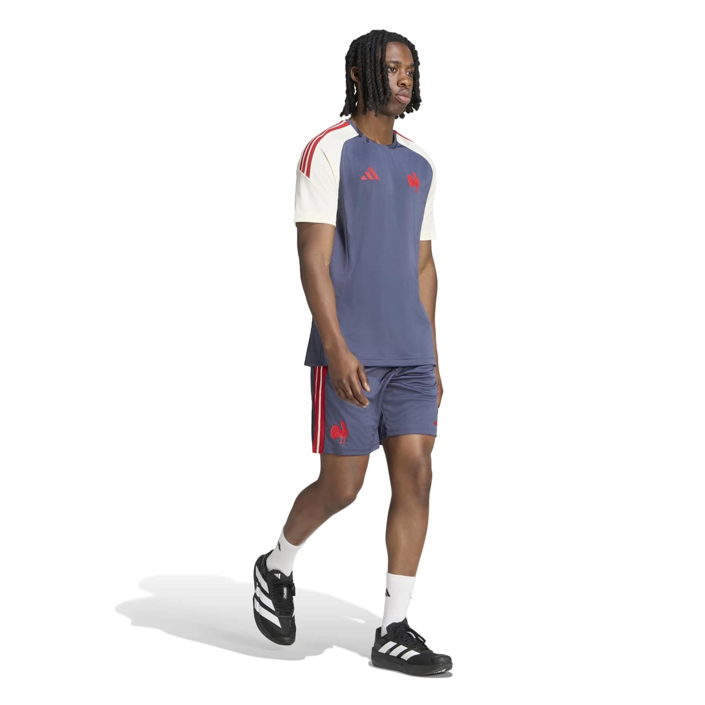 T-shirt Adidas Performance France Rugby Bleu ombre et beige KF8875 Walking