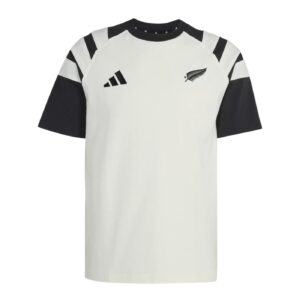 T-shirt de rugby Leisurewear Adidas All Blacks Blanc et noir KQ8179 Face