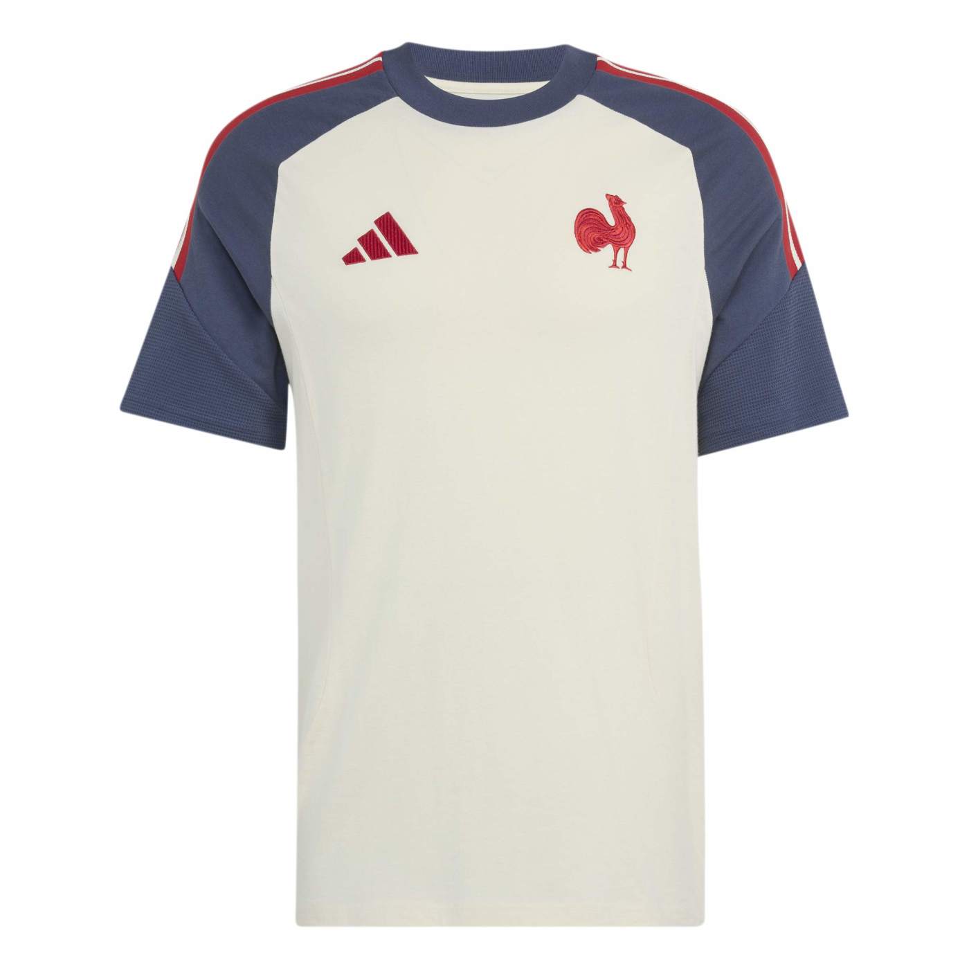 T-shirt en coton Équipe de France Rugby Beige et bleu ombre KF8904 Face