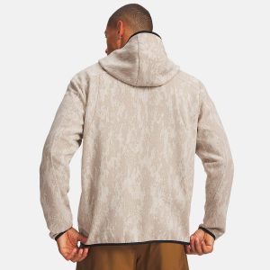 Veste zippée UA Unstoppable Fleece Beige 6013431-111 Vue porté de dos