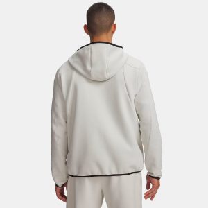 Veste zippée UA Unstoppable Fleece Blanc neige 6013431-110 Vue porté de dos