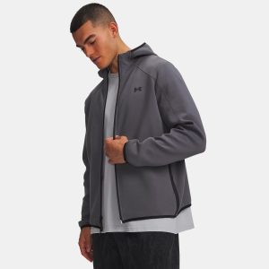 Veste zippée UA Unstoppable Fleece Gris foncé 6013431-025 Vue porté de face