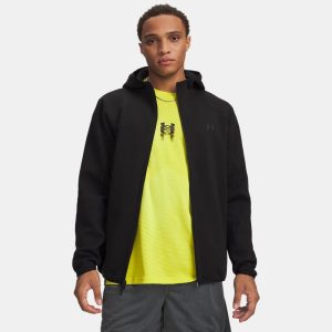 Veste zippée Under Armour UA Unstoppable Fleece Homme Ultimate Black / Black Vue porté de face