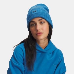 Bonnet à revers UA Halftime Unisexe Bleu 1373155-430 Vue porté de face