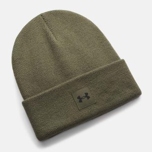 Bonnet à revers UA Halftime Unisexe Vert militaire 1373155-391 Face