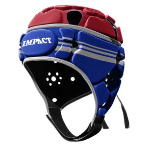 Casque de rugby Impact V2 Brumby Bleu roi et rouge Face Lateral