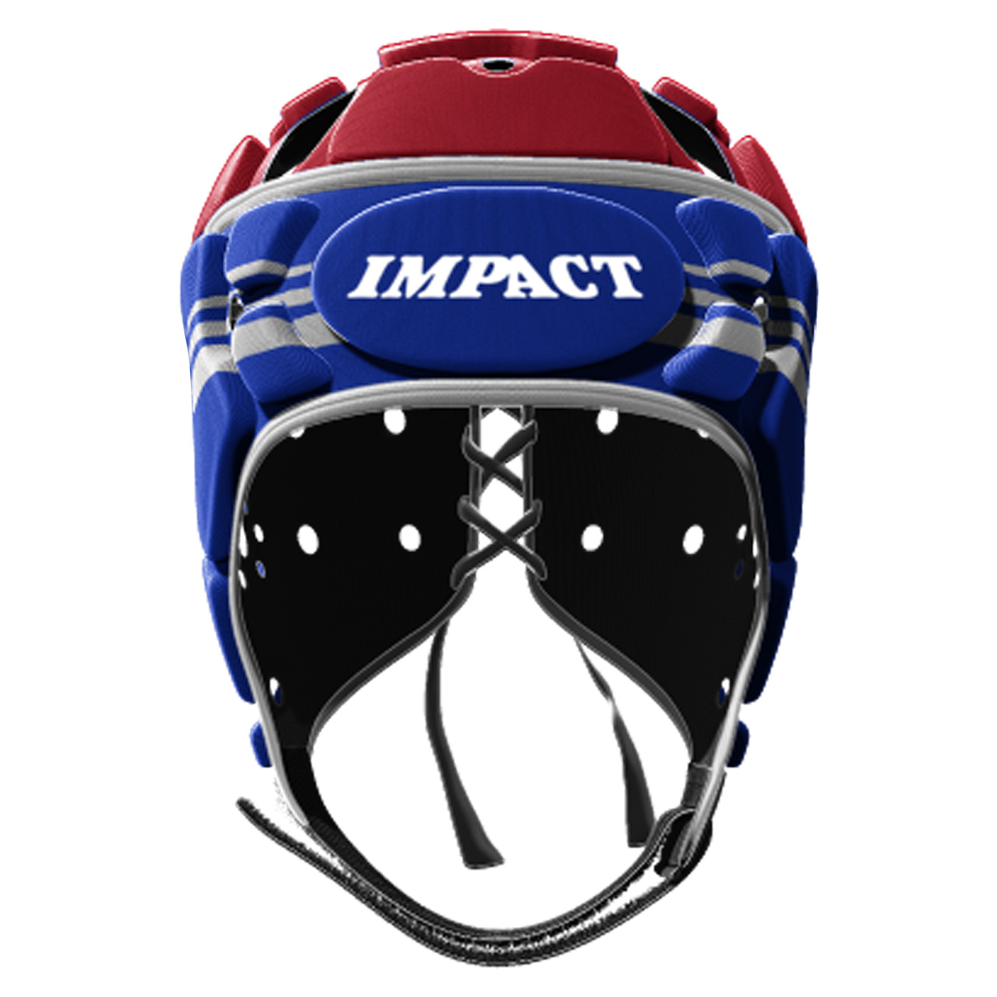 Casque de rugby Impact V2 Brumby Bleu roi et rouge Face