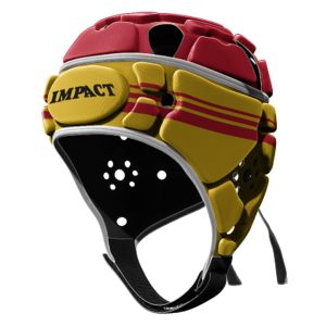 Casque de rugby Impact V2 Brumby Jaune et rouge Face Lateral