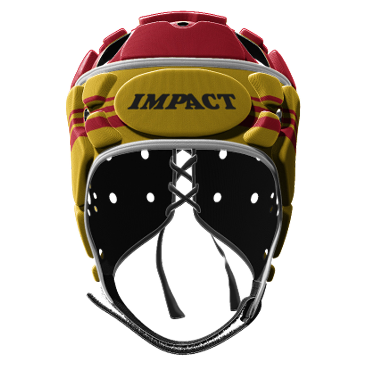 Casque de rugby Impact V2 Brumby Jaune et rouge Face