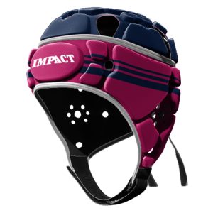Casque de rugby Impact V2 Brumby Rose et bleu marine Face Lateral