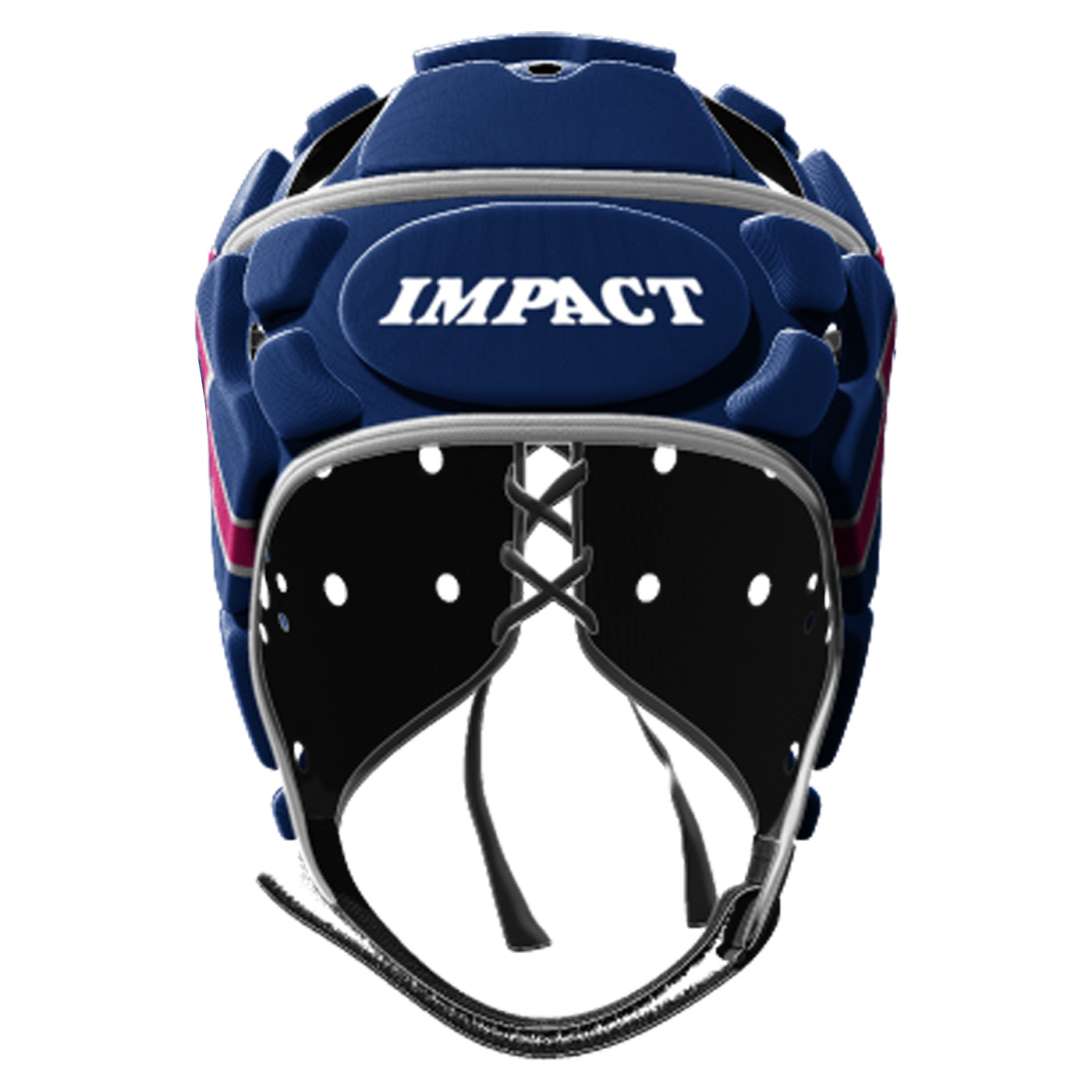 Casque de rugby Impact V2 Lightning Bolt Bleu marine et rouge Face