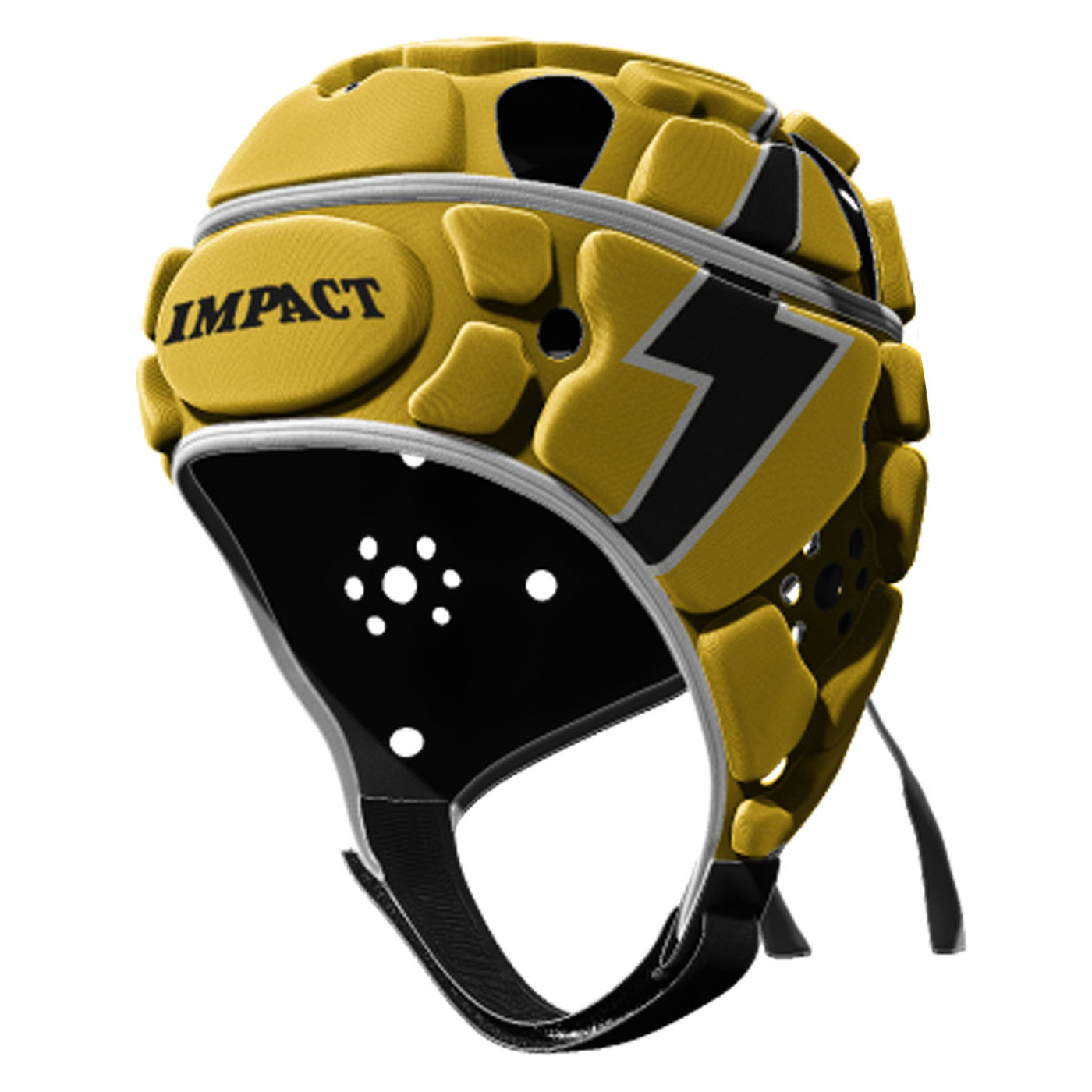 Casque de rugby Impact V2 Lightning Bolt Jaune et noir Face Lateral