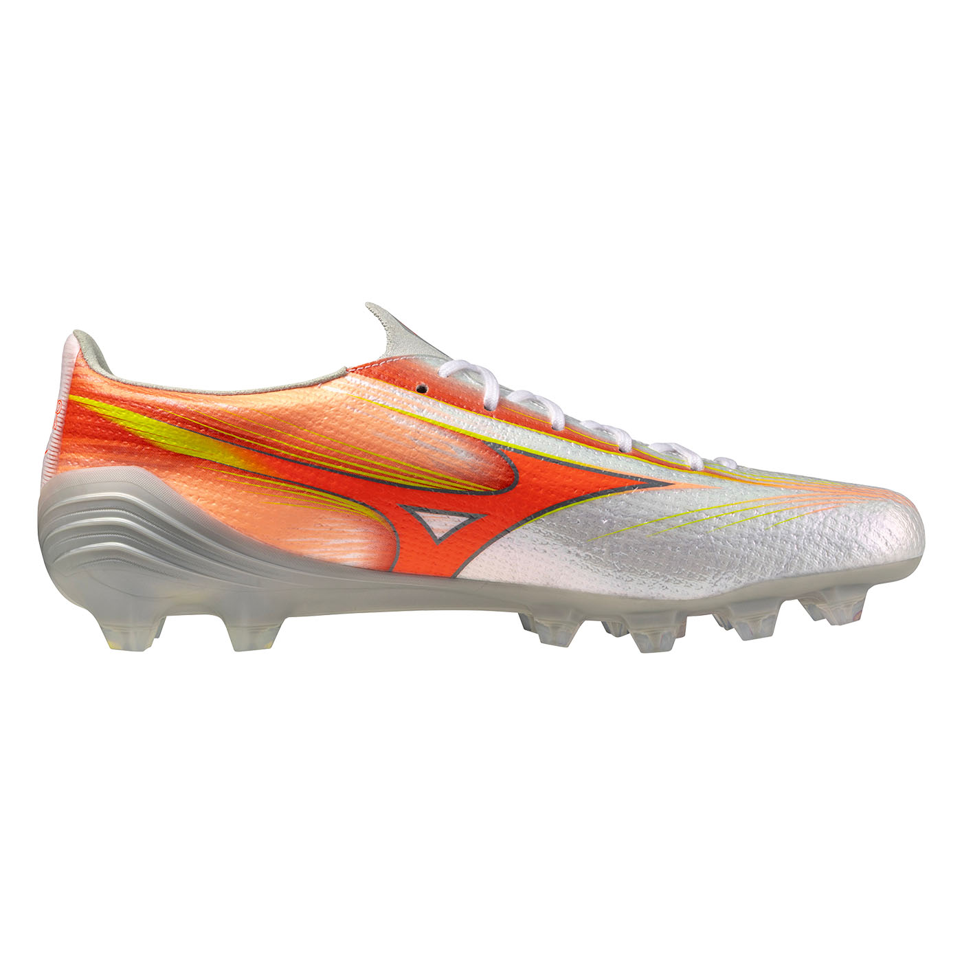 Crampons Mizuno Alpha III Elite Blanc et orange P1GA266254 Medial