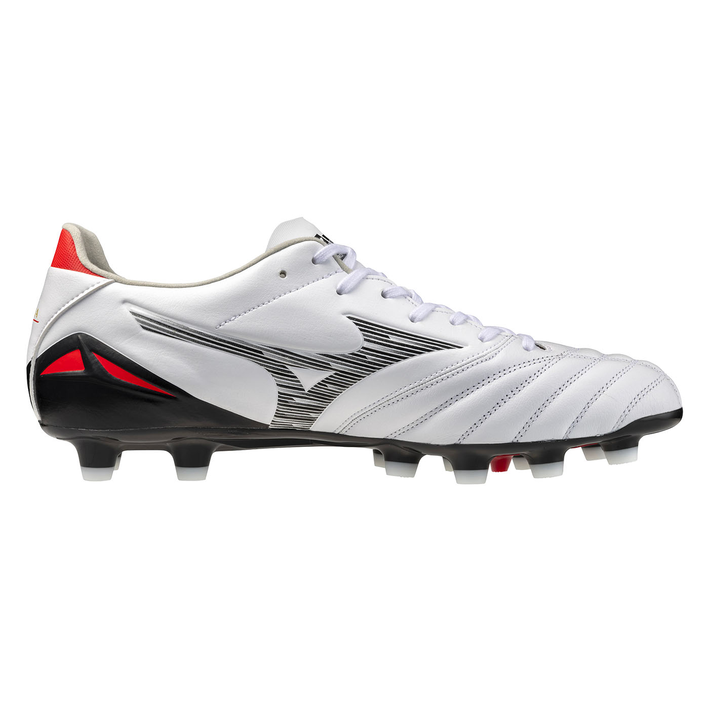 Crampons Mizuno Morelia Neo IV Pro Blanc, noir et rouge P1GA253409 Medial