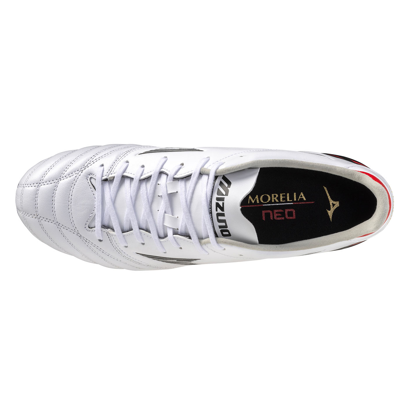 Crampons Mizuno Morelia Neo IV Pro Blanc, noir et rouge P1GA253409 Top