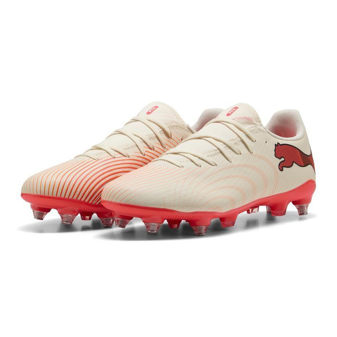 Crampons Puma Future 9 Play MxSG Amande et rouge ultra 109171-01 Pair Front Top Lateral