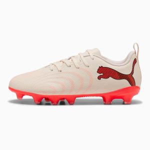 Crampons de football Puma Future 9 Play FG:AG Junior Amande et rouge ultra 109194-01 Lateral