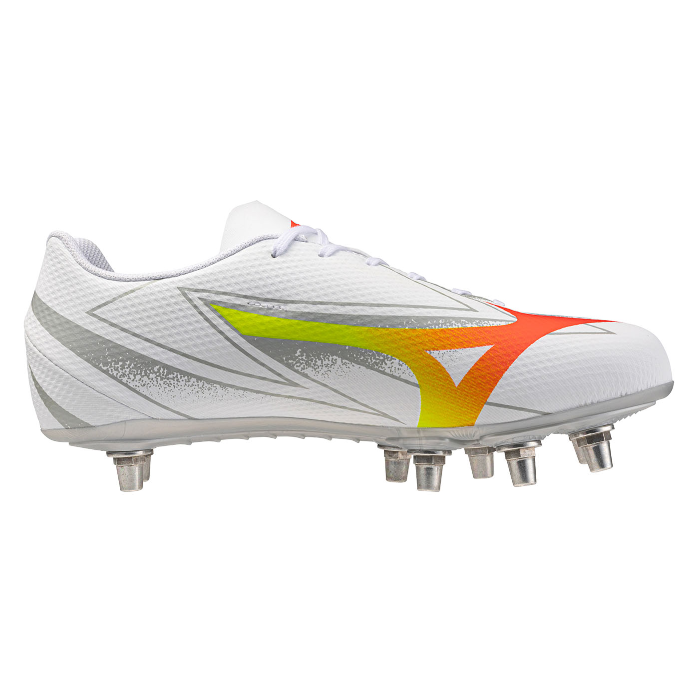 Crampons de rugby Mizuno Waitangi Pro Blanc, gris et orange R1GA260154 Medial