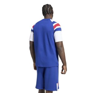 T-shirt de rugby de voyage FFR Adidas France Rugby Bleu KF8885 Vue porté de dos