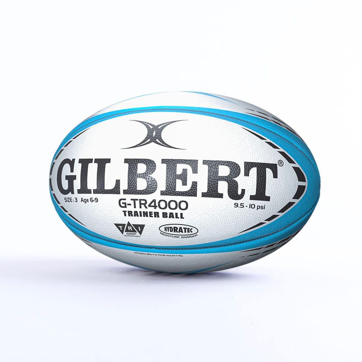 Ballon de rugby d'entrainement G-TR4000 Gilbert Bleu ciel - Taille 3 Face