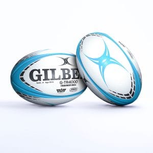 Ballon de rugby d'entrainement G-TR4000 Gilbert Bleu ciel - Taille 4 Face et dos