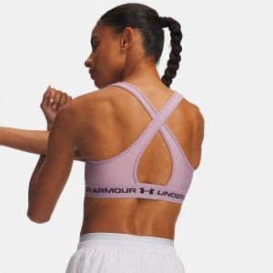 Brassière de sport Under Armour® à dos croisé et maintien Mauve rose 1361034-698 Vue porté de dos