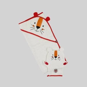 Cape de Bain et Gant pour Bébé Savane Stade Toulousain Écru