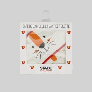 Cape de Bain et Gant pour Bébé Savane Stade Toulousain Écru Boite
