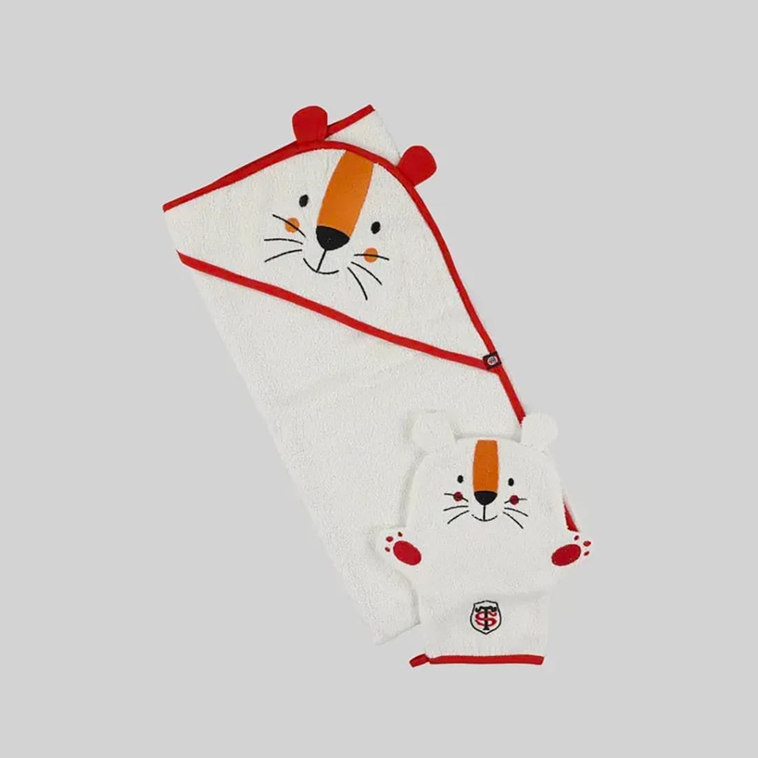 Cape de Bain et Gant pour Bébé Savane Stade Toulousain Écru